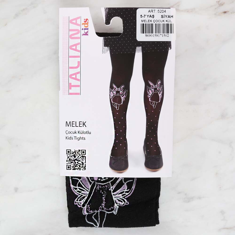 İtaliana 5204 Melek Çocuk Külotlu Çorap, Siyah 5/7 Yaş